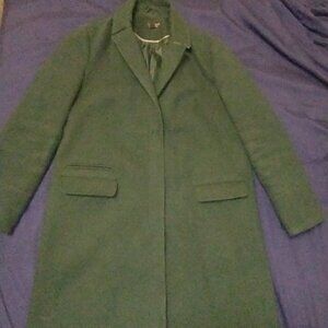 TOPSHOP GREEN WINTER PEACOAT WITH ZIPPER